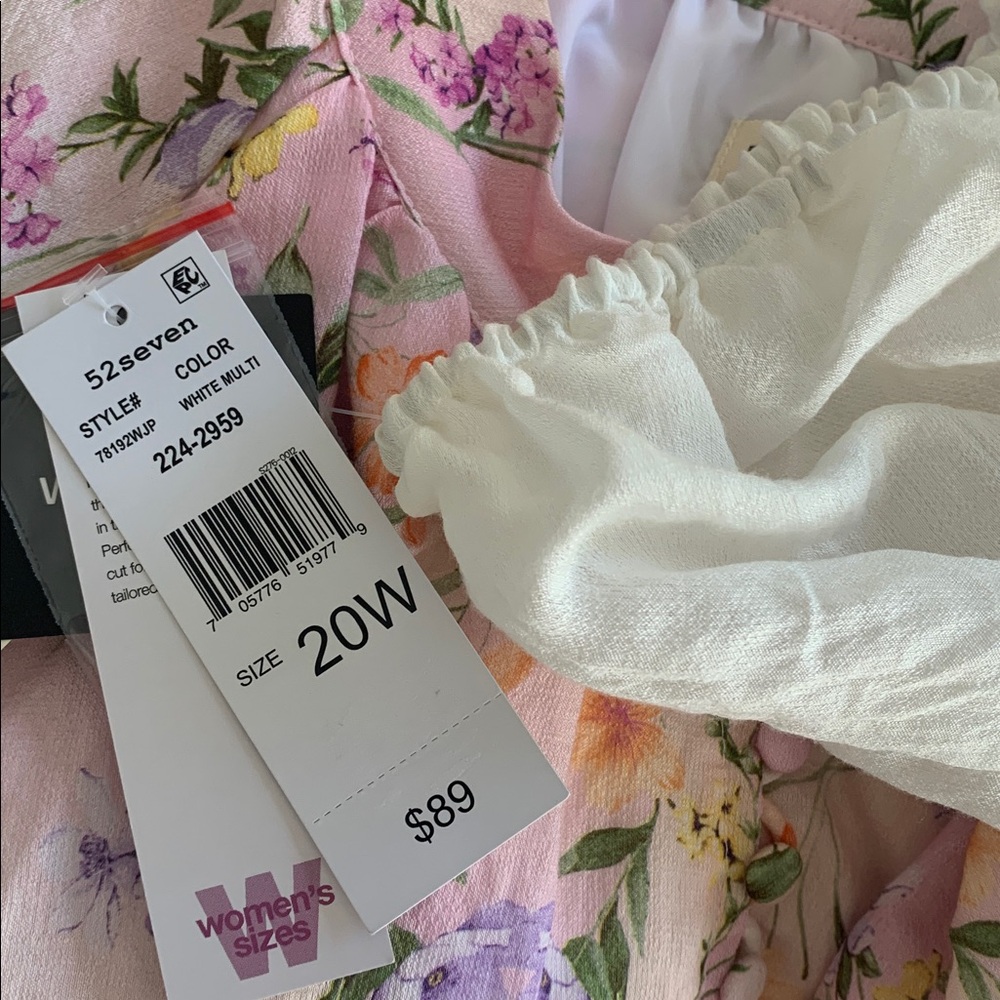 52Seven elegant Floral White and Purple Women's Dress size 20W - Picture 14 of 16